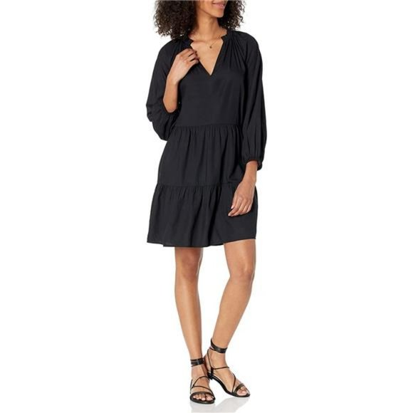 Donna Morgan Square Neck Tiered Mini Dress - Puffed Sleeves, Pockets, Fully Lined, Machine Washable - View #5